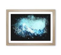 Big Box Art Mountain Blues Paint Splash Framed Wall Art Picture Print Ready to Hang, Oak A2 (62 x 45 cm)