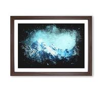Big Box Art Mountain Blues Paint Splash Framed Wall Art Picture Print Ready to Hang, Walnut A2 (62 x 45 cm)