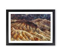 Big Box Art Mountain Erosion in Death Valley Vol.1 Painting Framed Wall Art Picture Print Ready to Hang, Black A2 (62 x 45 cm)