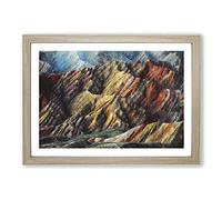 Big Box Art Mountain Erosion in Death Valley Vol.2 Painting Framed Wall Art Picture Print Ready to Hang, Oak A2 (62 x 45 cm)