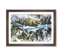 Big Box Art Mountain Ravine in Iceland Painting Framed Wall Art Picture Print Ready to Hang, Walnut A2 (62 x 45 cm)