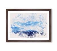 Big Box Art Mountain Sky Watercolour Framed Wall Art Picture Print Ready to Hang, Walnut A2 (62 x 45 cm)