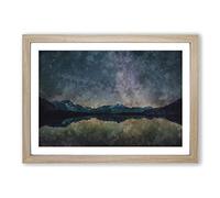 Big Box Art Mountain Star Reflection in Italy Painting Framed Wall Art Picture Print Ready to Hang, Oak A2 (62 x 45 cm)