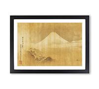 Big Box Art Mountain View by Kano Tan'yu Framed Wall Art Picture Print Ready to Hang, Black A2 (62 x 45 cm)