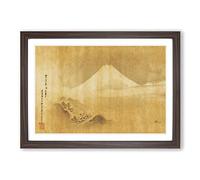 Big Box Art Mountain View by Kano Tan'yu Framed Wall Art Picture Print Ready to Hang, Walnut A2 (62 x 45 cm)