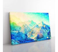 Big Box Art Mountain View Vol.1 Painting Canvas Wall Art Print Ready to Hang Picture, 76 x 50 cm (30 x 20 Inch), Green, Turquoise, Turquoise