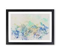 Big Box Art Mountain View Vol.1 Watercolour Framed Wall Art Picture Print Ready to Hang, Black A2 (62 x 45 cm)