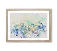 Big Box Art Mountain View Vol.1 Watercolour Framed Wall Art Picture Print Ready to Hang, Oak A2 (62 x 45 cm)