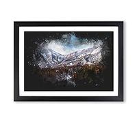 Big Box Art Mountain View Vol.7 Paint Splash Framed Wall Art Picture Print Ready to Hang, Black A2 (62 x 45 cm)