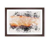Big Box Art Mountains Beneath The Clouds Watercolour Framed Wall Art Picture Print Ready to Hang, Walnut A2 (62 x 45 cm)