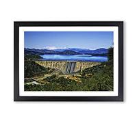 Big Box Art Mountains & Fontana Dam North Carolina Framed Wall Art Picture Print Ready to Hang, Black A2 (62 x 45 cm)