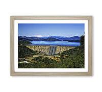 Big Box Art Mountains & Fontana Dam North Carolina Framed Wall Art Picture Print Ready to Hang, Oak A2 (62 x 45 cm)