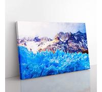 Big Box Art Mountains & Glaciers in Chile Painting Canvas Wall Art Print Ready to Hang Picture, 76 x 50 cm (30 x 20 Inch), White, Blue, Lavender, Grey, Blue