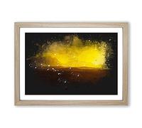 Big Box Art Mountains in Fuerteventura Spain Paint Splash Framed Wall Art Picture Print Ready to Hang, Oak A2 (62 x 45 cm)