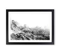 Big Box Art Mountains in Northern Italy in Abstract Framed Wall Art Picture Print Ready to Hang, Black A2 (62 x 45 cm)