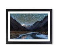 Big Box Art Mountains in Sichuan China in Abstract Framed Wall Art Picture Print Ready to Hang, Black A2 (62 x 45 cm)