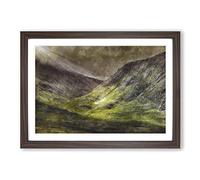 Big Box Art Mountains of Glencoe in Scotland Painting Framed Wall Art Picture Print Ready to Hang, Walnut A2 (62 x 45 cm)