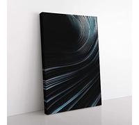 Big Box Art Moving Lines in Abstract Canvas Wall Art Print Ready to Hang Picture, 76 x 50 cm (30 x 20 Inch), Black, Teal, Grey