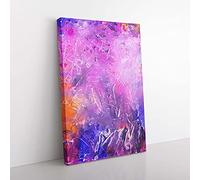 Big Box Art Moving Paint in Abstract Canvas Wall Art Print Ready to Hang Picture, 76 x 50 cm (30 x 20 Inch), Lavender, Purple, Lavender, Orange