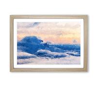 Big Box Art Mt. Rainer Kissed by Clouds in Abstract Framed Wall Art Picture Print Ready to Hang, Oak A2 (62 x 45 cm)