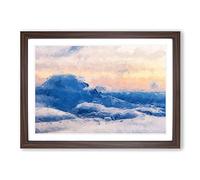 Big Box Art Mt. Rainer Kissed by Clouds in Abstract Framed Wall Art Picture Print Ready to Hang, Walnut A2 (62 x 45 cm)