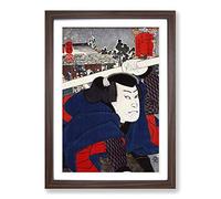Big Box Art Mukojima Miyamoto Musashi by Utagawa Kuniyoshi Framed Wall Art Picture Print Ready to Hang, Walnut A2 (62 x 45 cm)