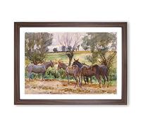 Big Box Art Mules and Donkeys by John Singer Sargent Framed Wall Art Picture Print Ready to Hang, Walnut A2 (62 x 45 cm)
