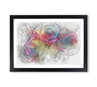 Big Box Art Multi-Coloured Rainbow Roses in Abstract Framed Wall Art Picture Print Ready to Hang, Black A2 (62 x 45 cm)