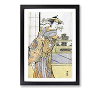 Big Box Art Murajiro as a Courtesan by Katsukawa Shunsho Framed Wall Art Picture Print Ready to Hang, Black A2 (62 x 45 cm)