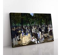 Big Box Art Music in The Tuileries Gardens by Edouard Manet Canvas Wall Art Print Ready to Hang Picture, 76 x 50 cm (30 x 20 Inch), Black, Green, Grey