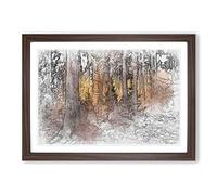 Big Box Art Mystery Forest in Abstract Framed Wall Art Picture Print Ready to Hang, Walnut A2 (62 x 45 cm)