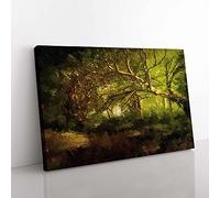 Big Box Art Mystical Forest Canvas Wall Art Print Ready to Hang Picture, 76 x 50 cm (30 x 20 Inch), Blue, Olive, Green, Yellow