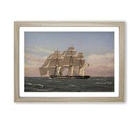 Big Box Art Najaden Ship Under Sail by Christoffer Wilhelm Eckersberg Framed Wall Art Picture Print Ready to Hang, Oak A2 (62 x 45 cm)