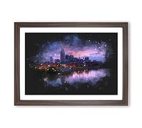 Big Box Art Nashville Tennessee Skyline Paint Splash Framed Wall Art Picture Print Ready to Hang, Walnut A2 (62 x 45 cm)
