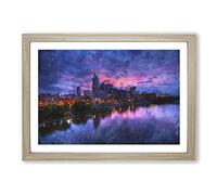 Big Box Art Nashville Tennessee Skyline Painting Framed Wall Art Picture Print Ready to Hang, Oak A2 (62 x 45 cm)
