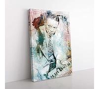 Big Box Art NAT King Cole in Abstract Canvas Wall Art Print Ready to Hang Picture, 76 x 50 cm (30 x 20 Inch), White, Grey, Olive, Green, Brown