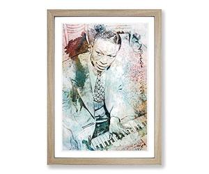 Big Box Art NAT King Cole in Abstract Framed Wall Art Picture Print Ready to Hang, Oak A2 (62 x 45 cm)