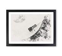 Big Box Art Needle of The Turntable Watercolour Framed Wall Art Picture Print Ready to Hang, Black A2 (62 x 45 cm)