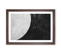 Big Box Art Needle On Vinyl in Black and White Painting Framed Wall Art Picture Print Ready to Hang, Walnut A2 (62 x 45 cm)