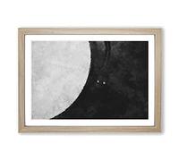 Big Box Art Needle On Vinyl in Black and White Painting Framed Wall Art Picture Print Ready to Hang, Oak A2 (62 x 45 cm)
