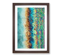 Big Box Art Neon Swim in Abstract Framed Wall Art Picture Print Ready to Hang, Walnut A2 (62 x 45 cm)