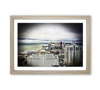 Big Box Art New Jersey Atlantic City Skyline Framed Wall Art Picture Print Ready to Hang, Oak A2 (62 x 45 cm)