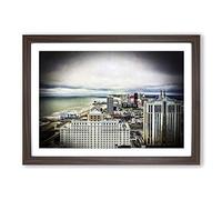 Big Box Art New Jersey Atlantic City Skyline Framed Wall Art Picture Print Ready to Hang, Walnut A2 (62 x 45 cm)