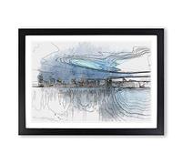 Big Box Art New Jersey Skyline in Abstract Framed Wall Art Picture Print Ready to Hang, Black A2 (62 x 45 cm)