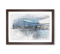 Big Box Art New Jersey Skyline in Abstract Framed Wall Art Picture Print Ready to Hang, Walnut A2 (62 x 45 cm)