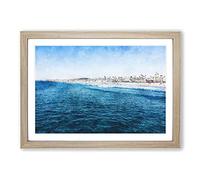 Big Box Art Newport Beach in California Painting Framed Wall Art Picture Print Ready to Hang, Oak A2 (62 x 45 cm)