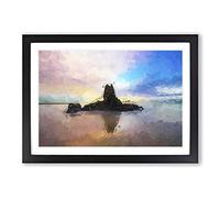 Big Box Art Newport Beach Reflection in in Abstract Framed Wall Art Picture Print Ready to Hang, Black A2 (62 x 45 cm)