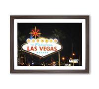 Big Box Art Night Time Las Vegas Sign (5) Framed Wall Art Picture Print Ready to Hang, Walnut A2 (62 x 45 cm)