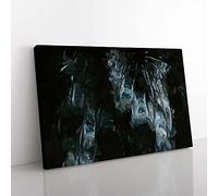 Big Box Art Night Visions in Abstract Canvas Wall Art Print Ready to Hang Picture, 76 x 50 cm (30 x 20 Inch), Black, Teal, Grey