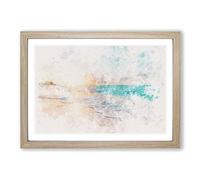 Big Box Art North Shore Beach Hawaii Watercolour Framed Wall Art Picture Print Ready to Hang, Oak A2 (62 x 45 cm)